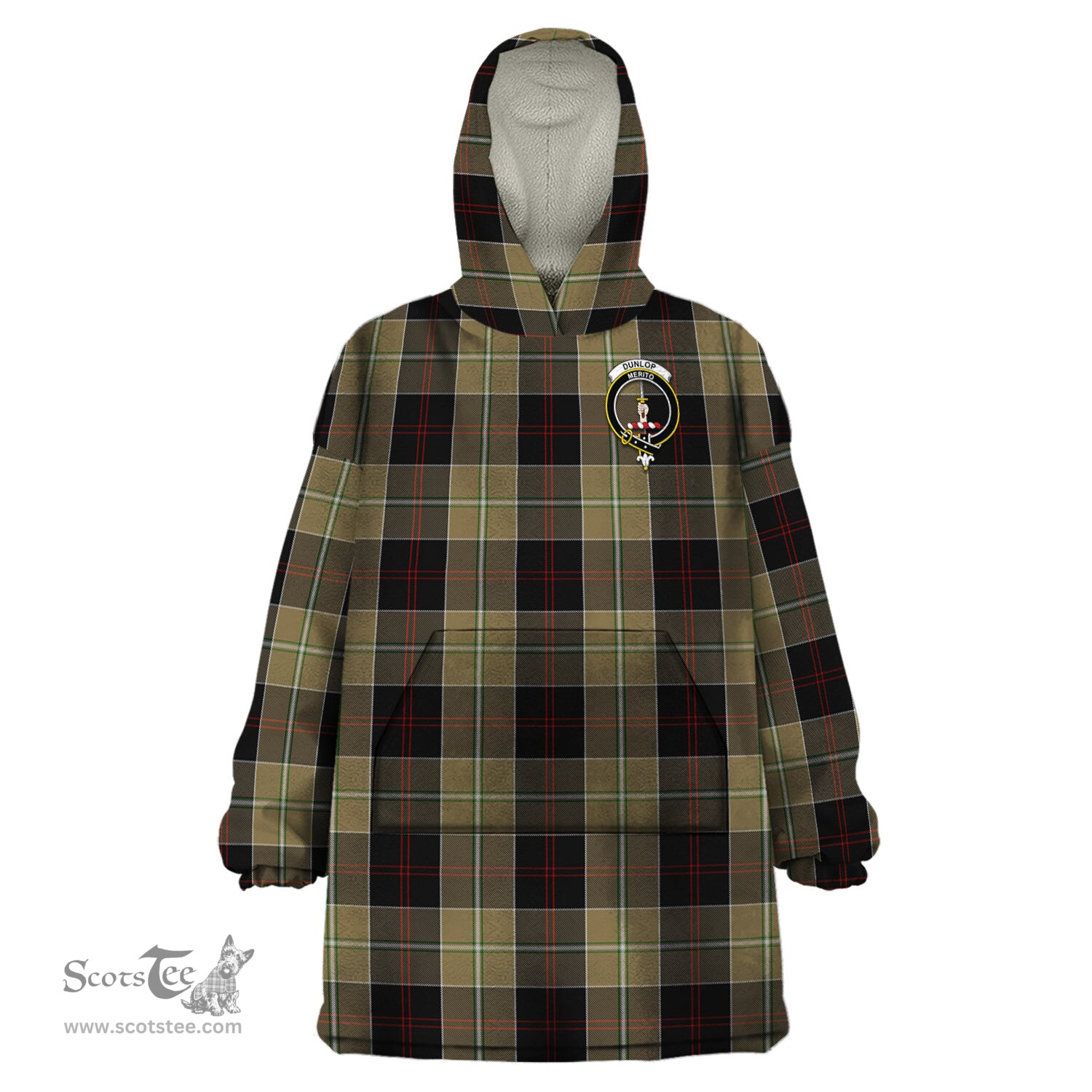 Scottish Dunlop Hunting Clan Family Crest Tartan Snuggie Hoodie Plaid Wearable Blanket Hoodie