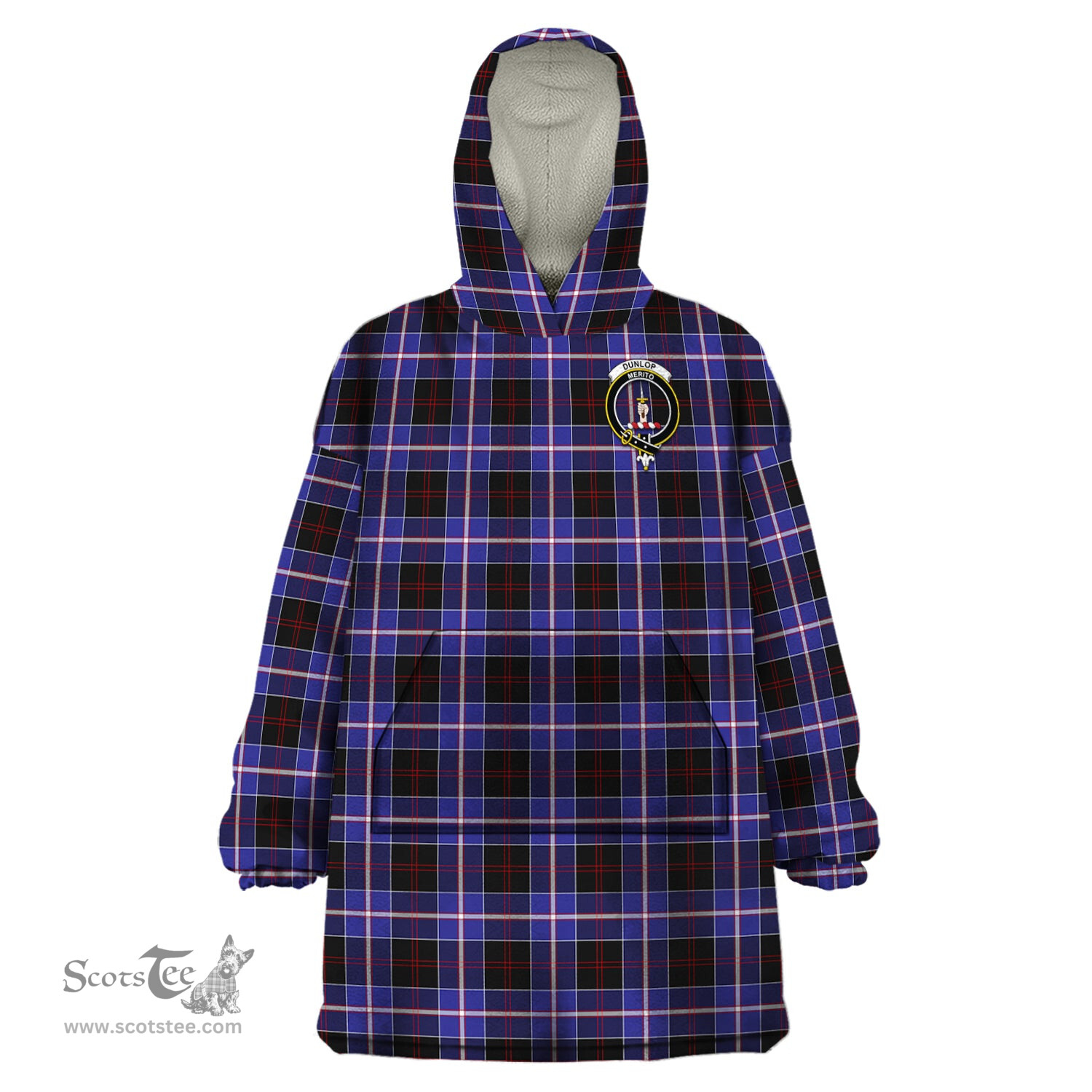 Scottish Dunlop Modern Clan Family Crest Tartan Snuggie Hoodie Plaid Wearable Blanket Hoodie