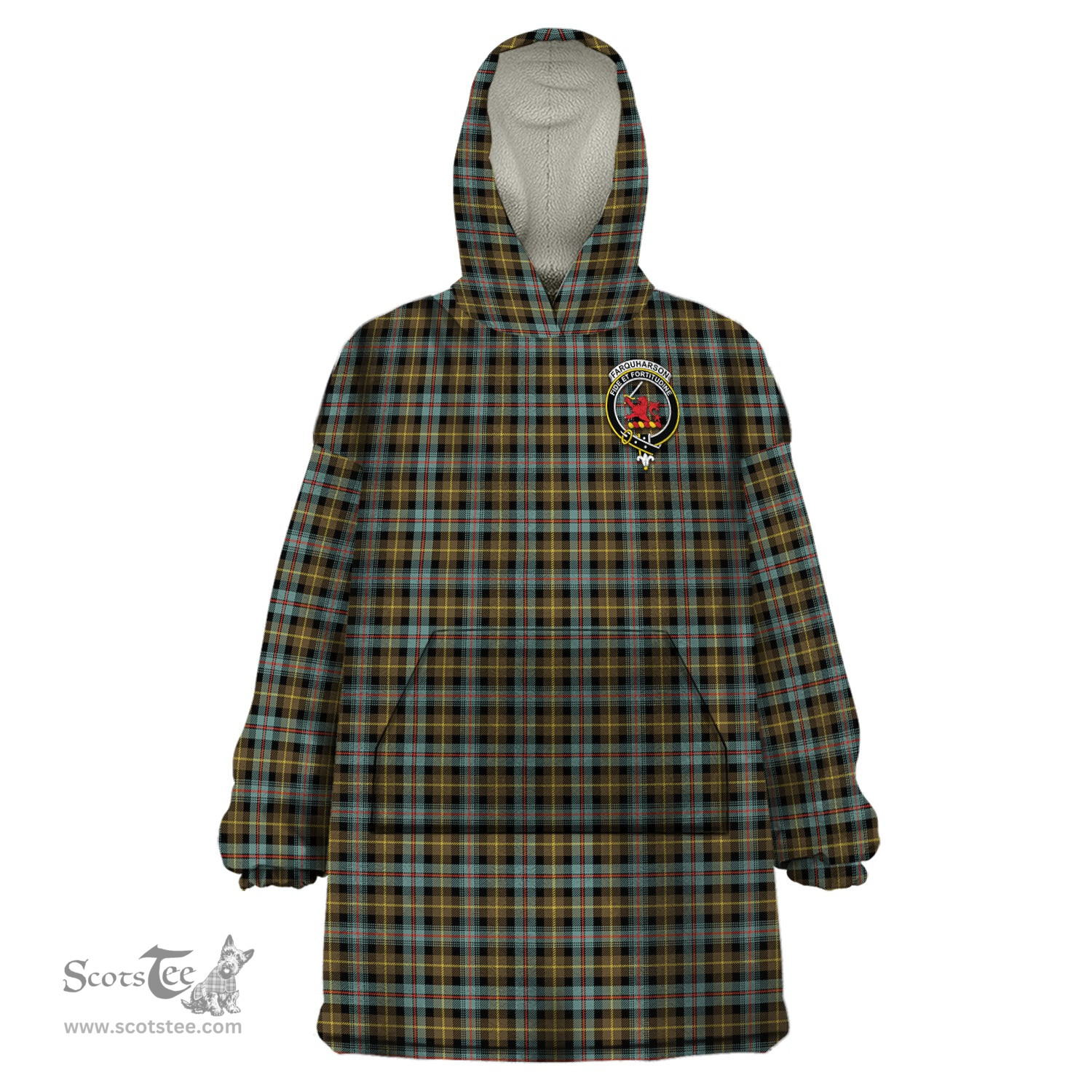 Scottish Farquharson Weathered Clan Family Crest Tartan Snuggie Hoodie Plaid Wearable Blanket Hoodie