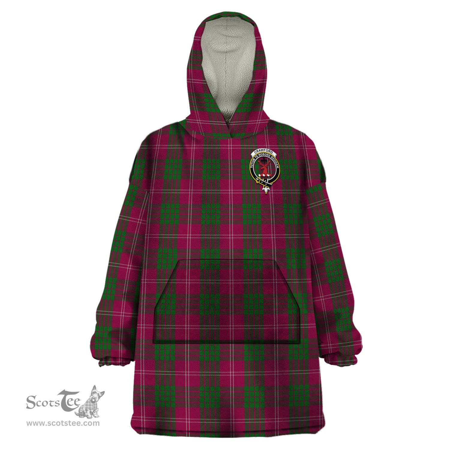 Scottish Crawford Clan Family Crest Tartan Snuggie Hoodie Plaid Wearable Blanket Hoodie