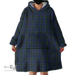 Scottish Cockburn Blue Clan Tartan Snuggie Hoodie Plaid Wearable Blanket Hoodie