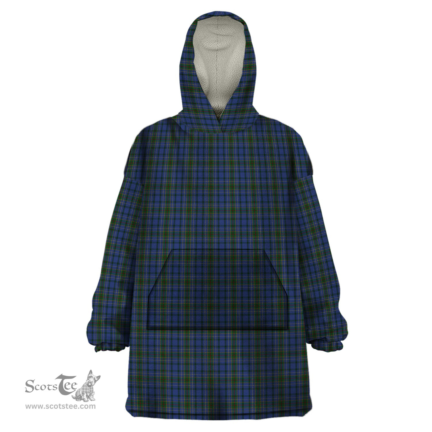 Scottish Cockburn Blue Clan Tartan Snuggie Hoodie Plaid Wearable Blanket Hoodie