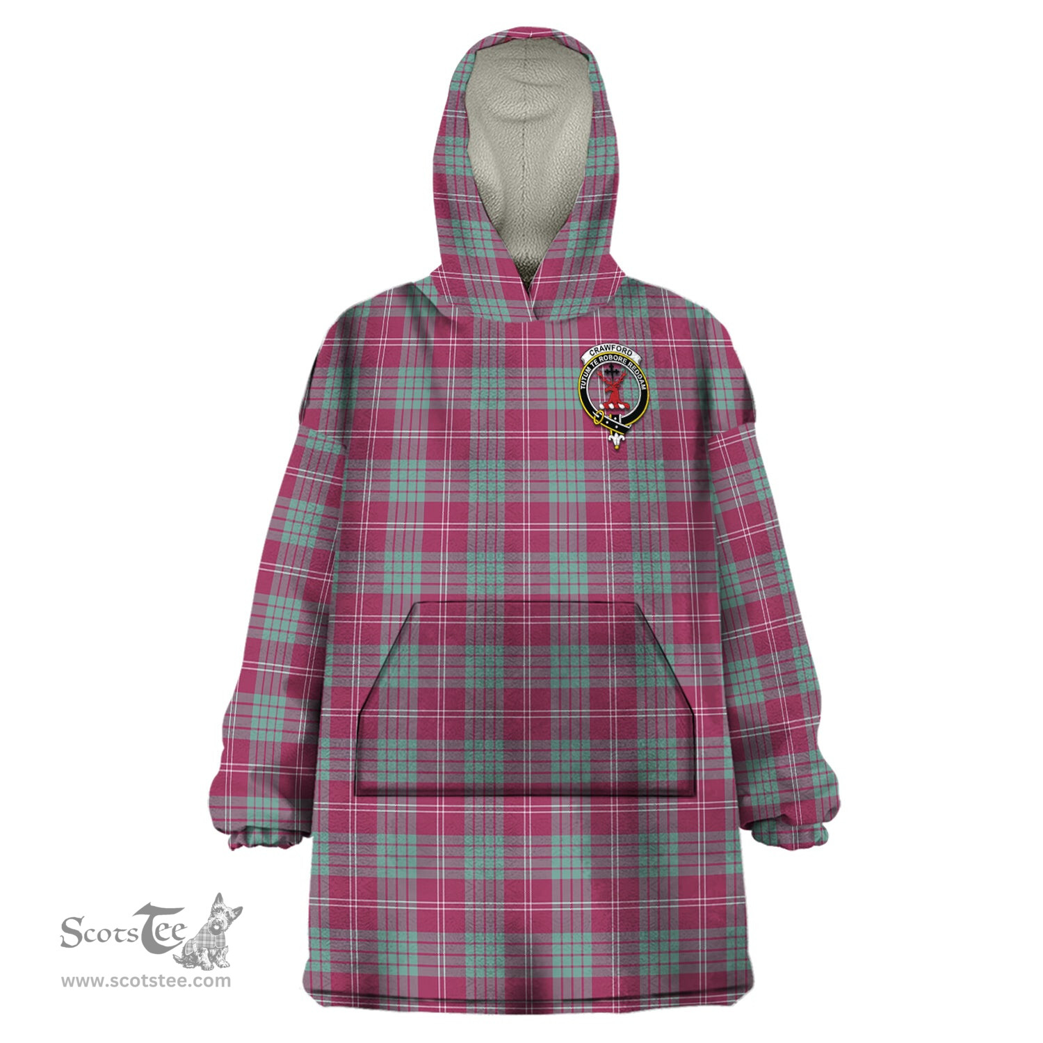 Scottish Crawford Ancient Clan Family Crest Tartan Snuggie Hoodie Plaid Wearable Blanket Hoodie