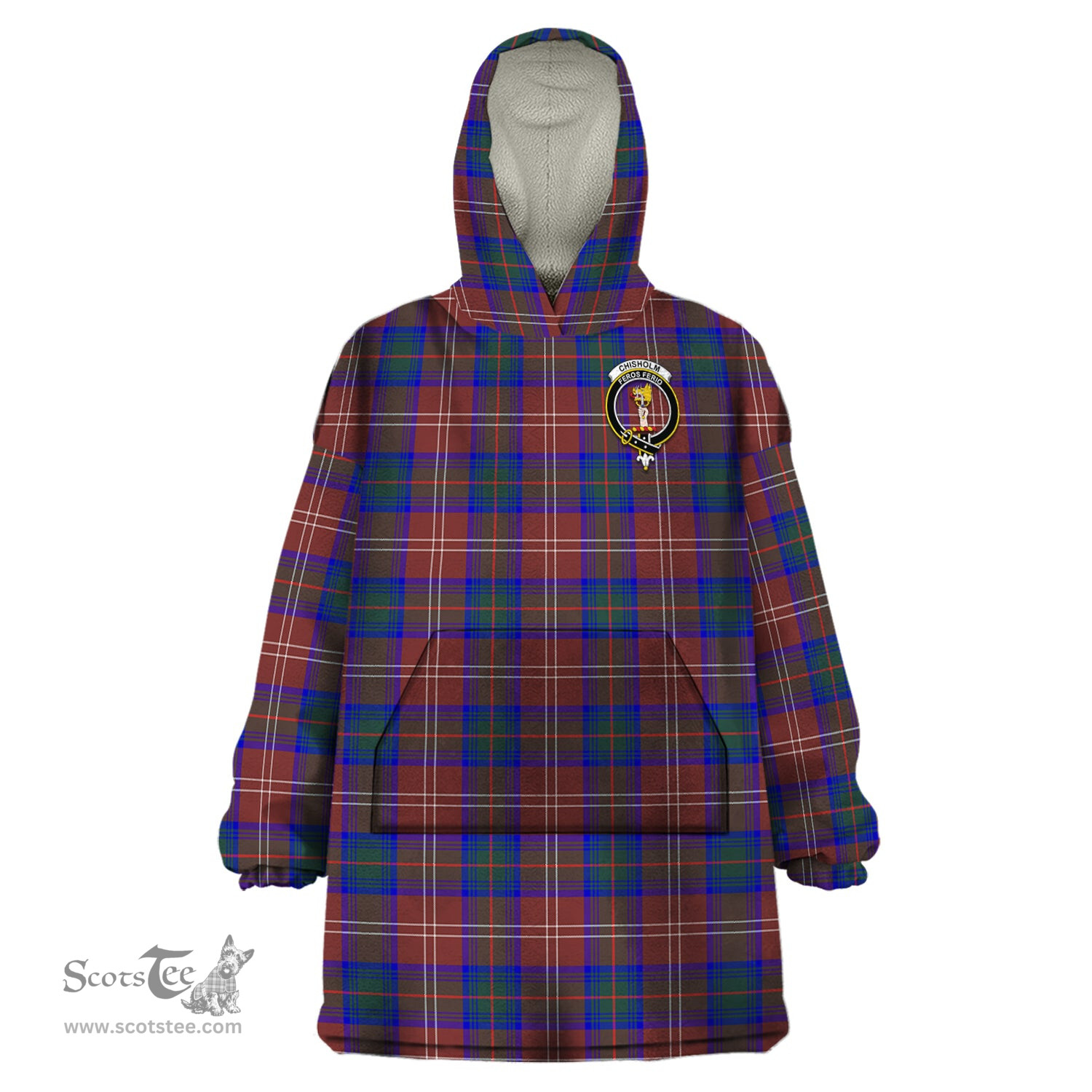 Scottish Chisholm Hunting Modern Clan Family Crest Tartan Snuggie Hoodie Plaid Wearable Blanket Hoodie