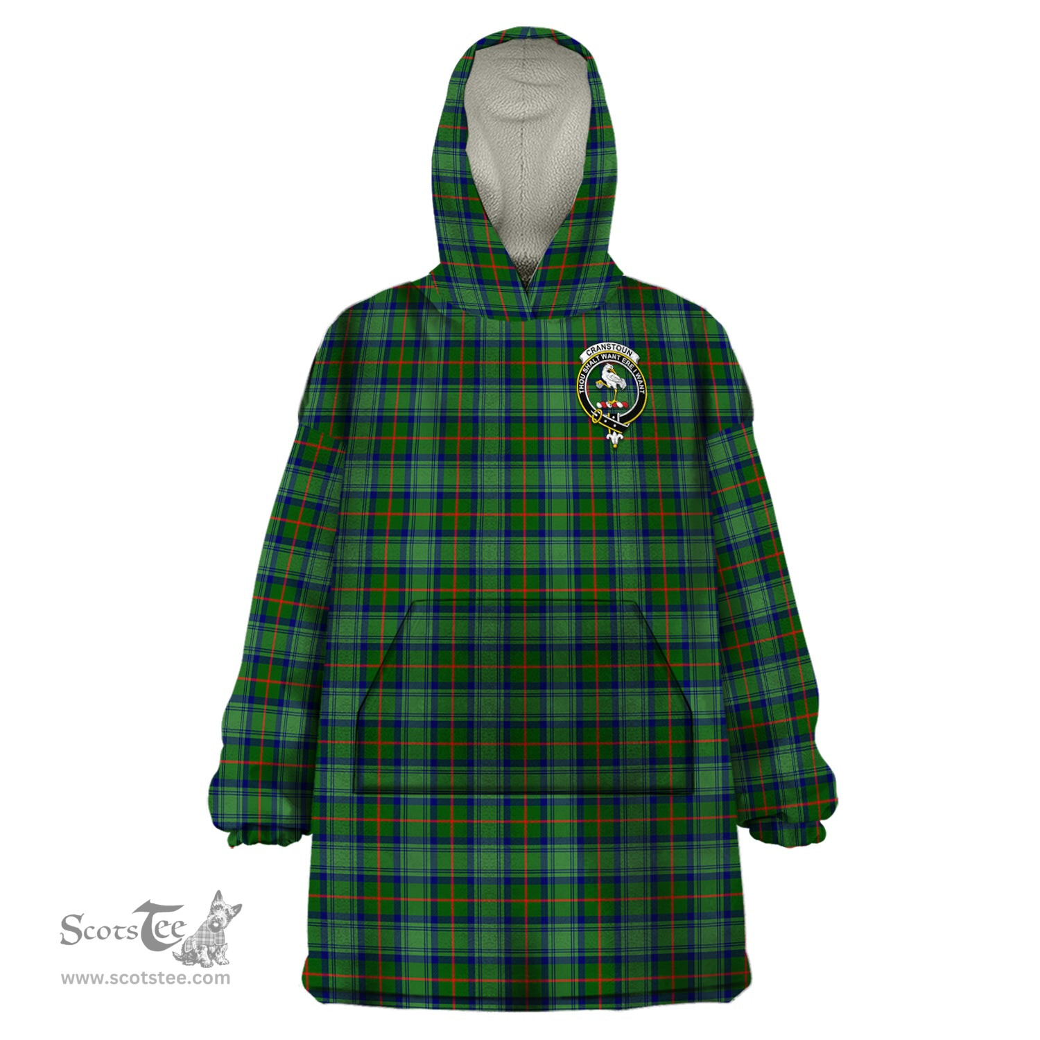 Scottish Cranstoun Clan Family Crest Tartan Snuggie Hoodie Plaid Wearable Blanket Hoodie