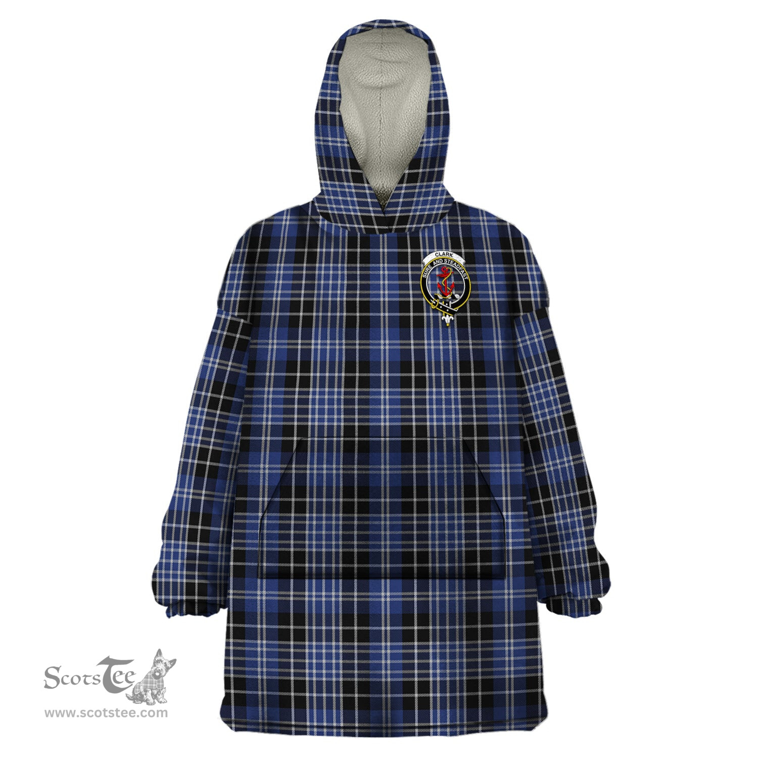 Scottish Clark Clan Family Crest Tartan Snuggie Hoodie Plaid Wearable Blanket Hoodie