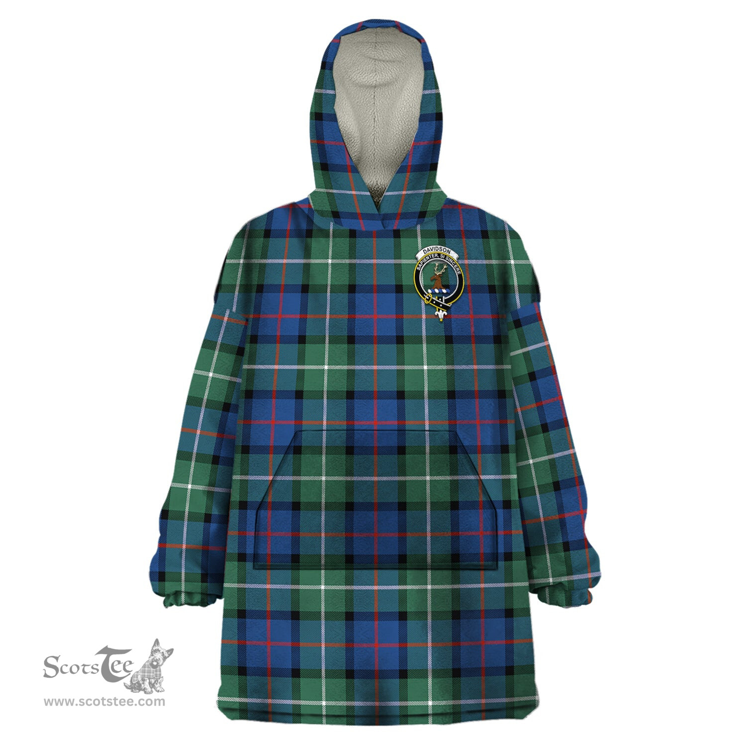 Scottish Davidson of Tulloch Clan Family Crest Tartan Snuggie Hoodie Plaid Wearable Blanket Hoodie