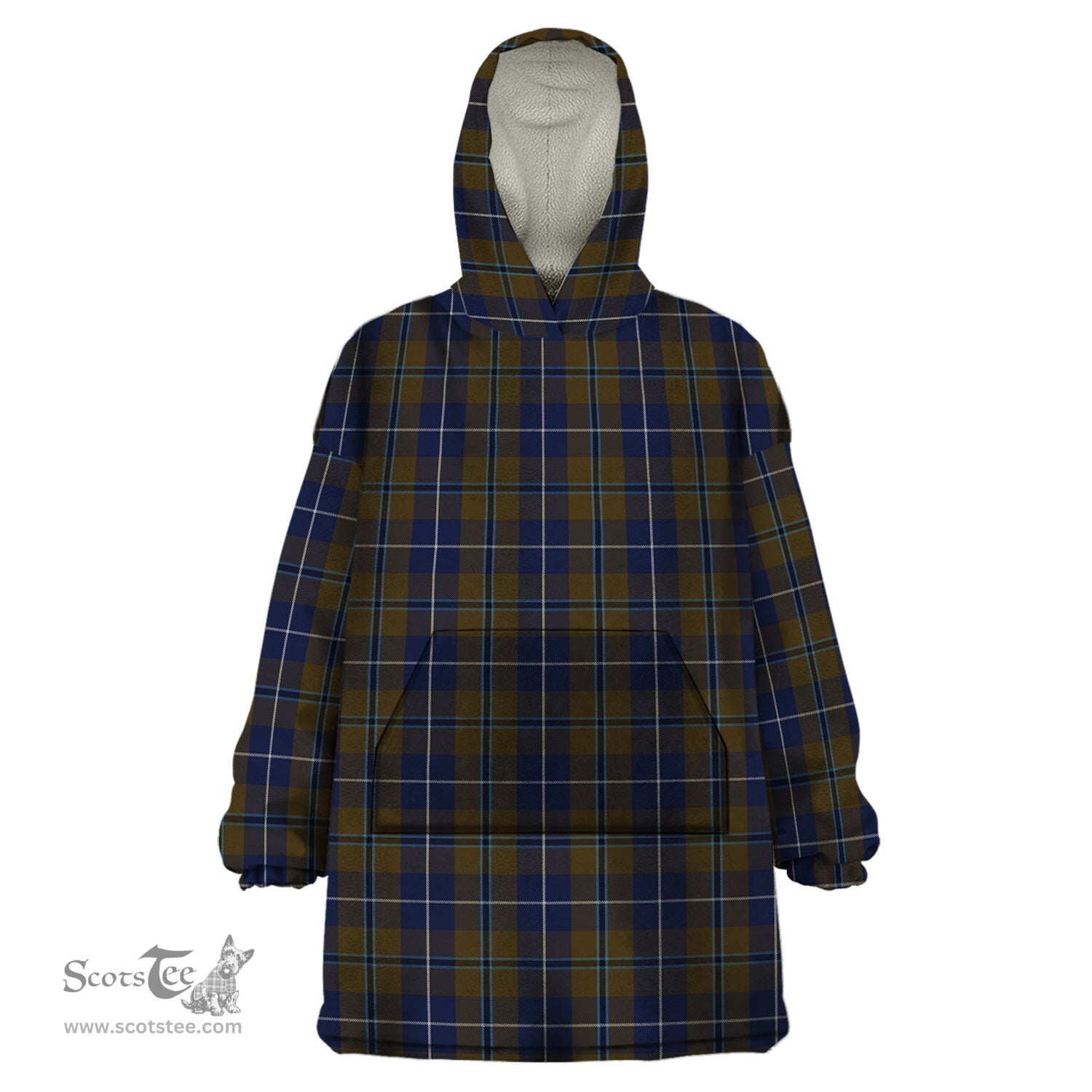 Scottish Douglas Brown Clan Tartan Snuggie Hoodie Plaid Wearable Blanket Hoodie