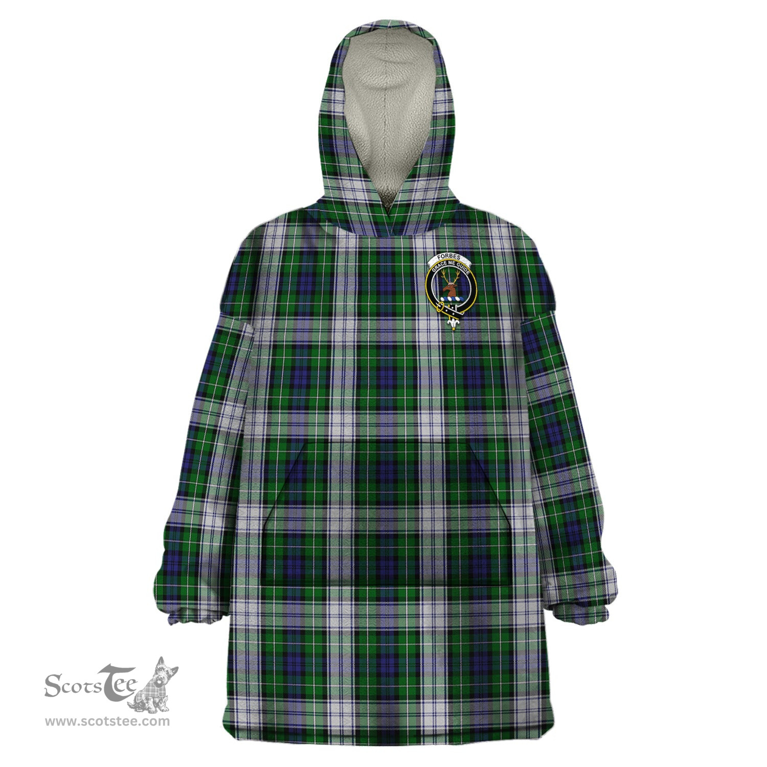 Scottish Forbes Dress Clan Family Crest Tartan Snuggie Hoodie Plaid Wearable Blanket Hoodie