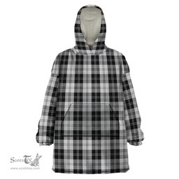 Scottish Erskine Black and White Clan Tartan Snuggie Hoodie Plaid Wearable Blanket Hoodie