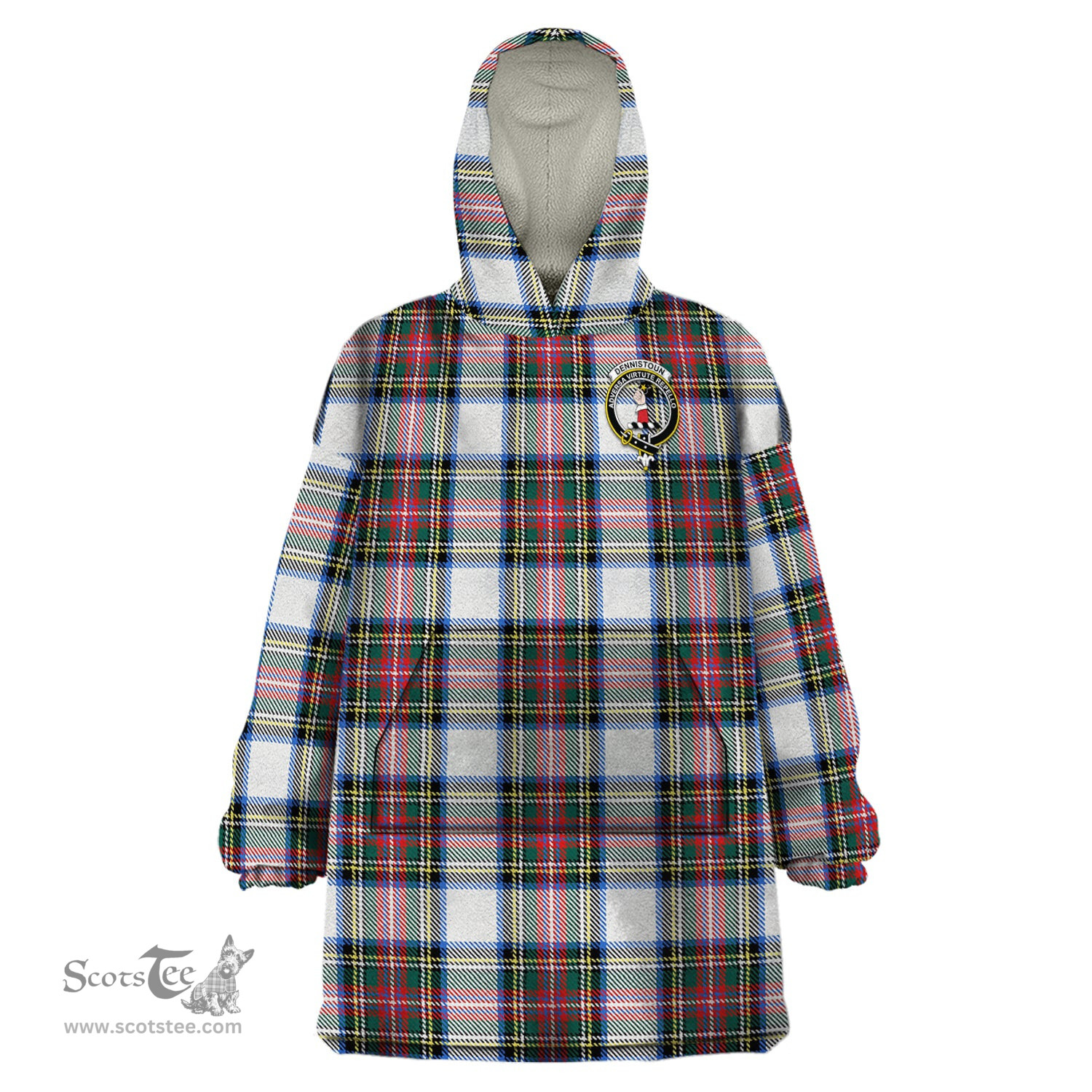 Scottish Dennistoun Clan Family Crest Tartan Snuggie Hoodie Plaid Wearable Blanket Hoodie