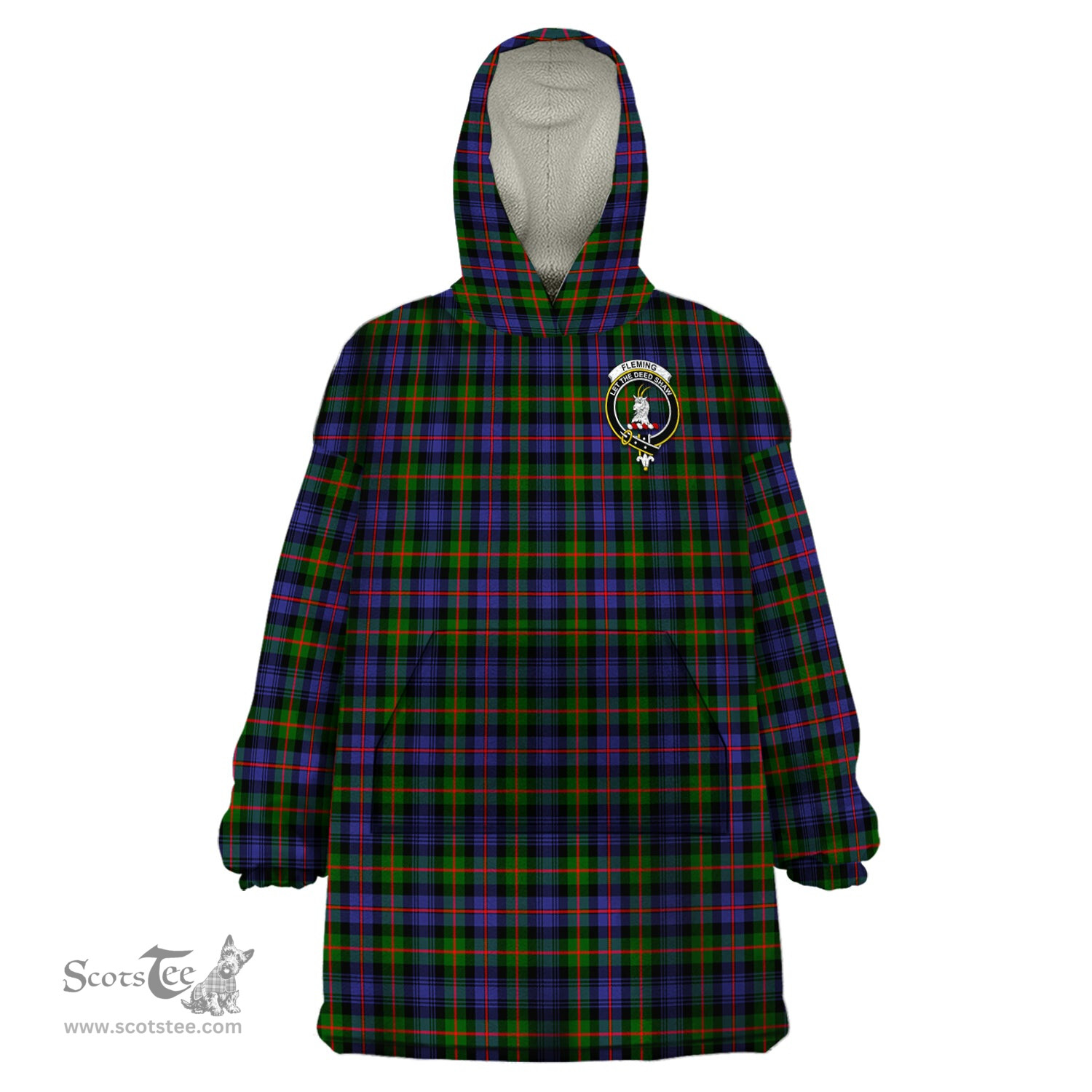 Scottish Fleming Clan Family Crest Tartan Snuggie Hoodie Plaid Wearable Blanket Hoodie