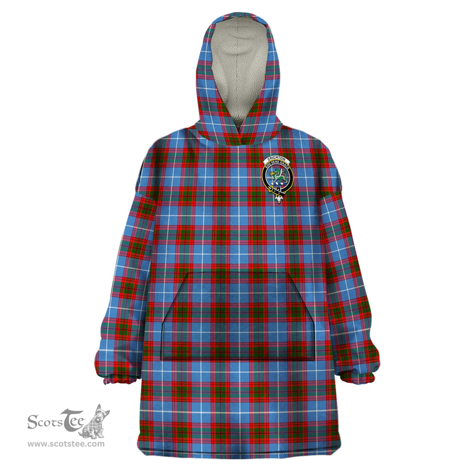 Scottish Crichton Clan Family Crest Tartan Snuggie Hoodie Plaid Wearable Blanket Hoodie