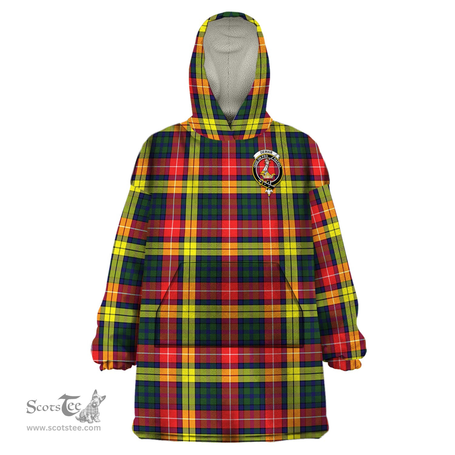 Scottish Dewar Clan Family Crest Tartan Snuggie Hoodie Plaid Wearable Blanket Hoodie