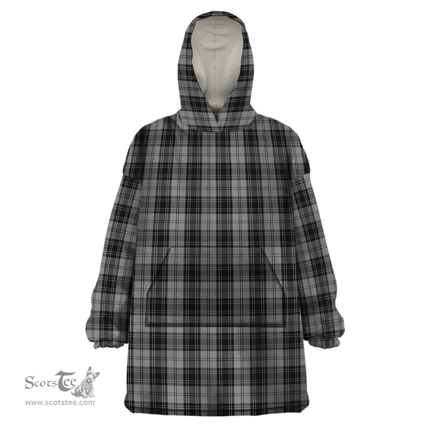 Scottish Douglas Grey Clan Tartan Snuggie Hoodie Plaid Wearable Blanket Hoodie
