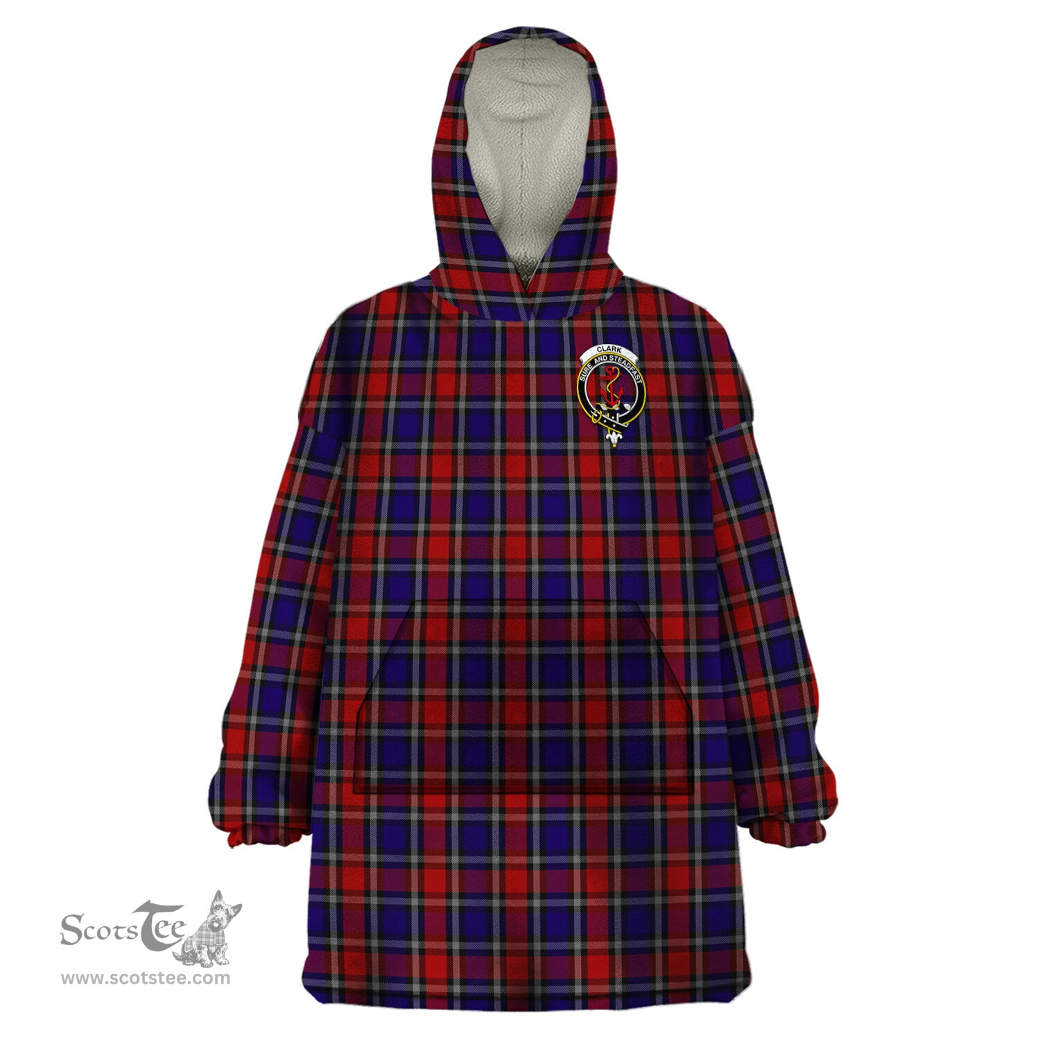 Scottish Clark Red Clan Family Crest Tartan Snuggie Hoodie Plaid Wearable Blanket Hoodie