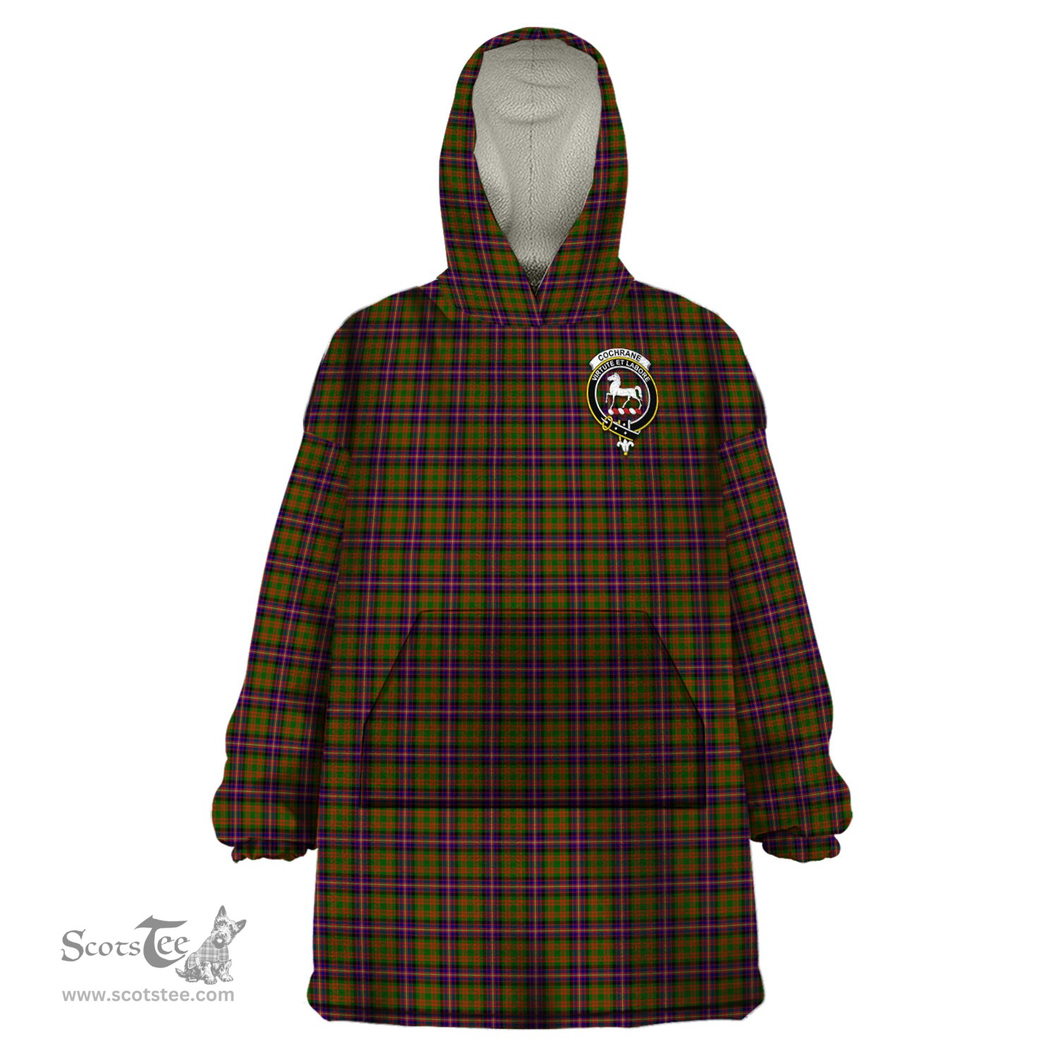 Scottish Cochrane Modern Clan Family Crest Tartan Snuggie Hoodie Plaid Wearable Blanket Hoodie