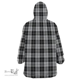Scottish Erskine Black and White Clan Family Crest Tartan Snuggie Hoodie Plaid Wearable Blanket Hoodie