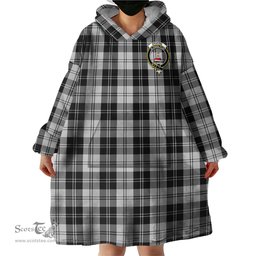 Scottish Erskine Black and White Clan Family Crest Tartan Snuggie Hoodie Plaid Wearable Blanket Hoodie