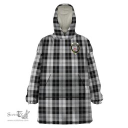 Scottish Erskine Black and White Clan Family Crest Tartan Snuggie Hoodie Plaid Wearable Blanket Hoodie