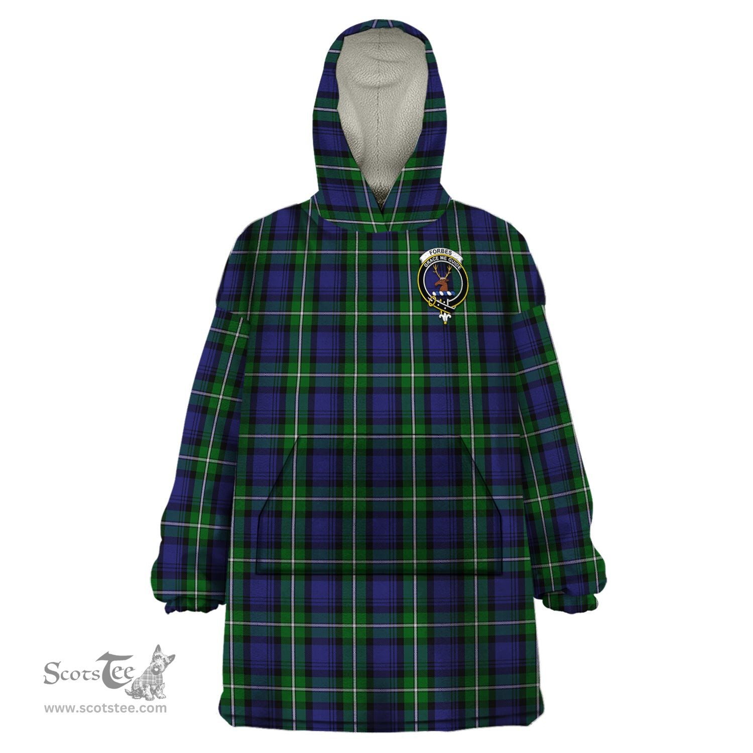 Scottish Forbes Clan Family Crest Tartan Snuggie Hoodie Plaid Wearable Blanket Hoodie