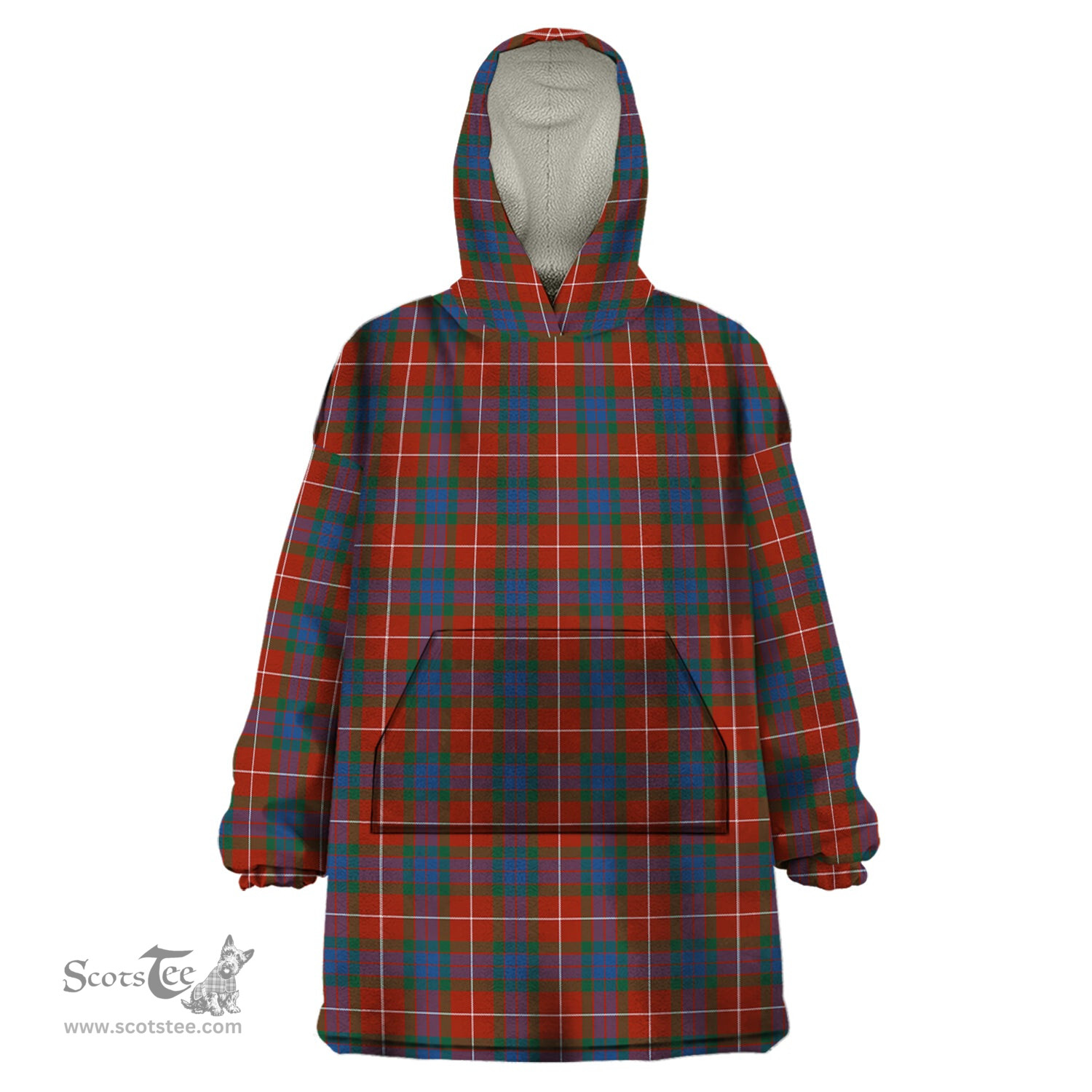 Scottish Fraser Ancient Clan Tartan Snuggie Hoodie Plaid Wearable Blanket Hoodie