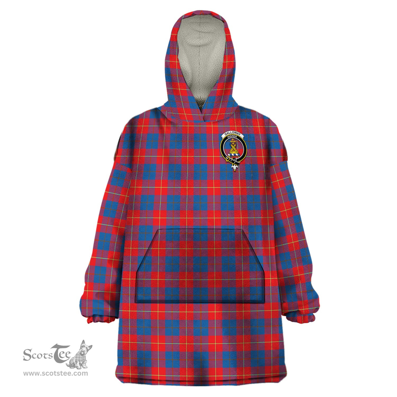 Scottish Galloway Red Clan Family Crest Tartan Snuggie Hoodie Plaid Wearable Blanket Hoodie