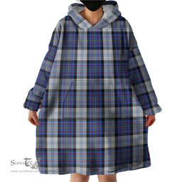 Scottish Gillies Dress Blue Clan Tartan Snuggie Hoodie Plaid Wearable Blanket Hoodie