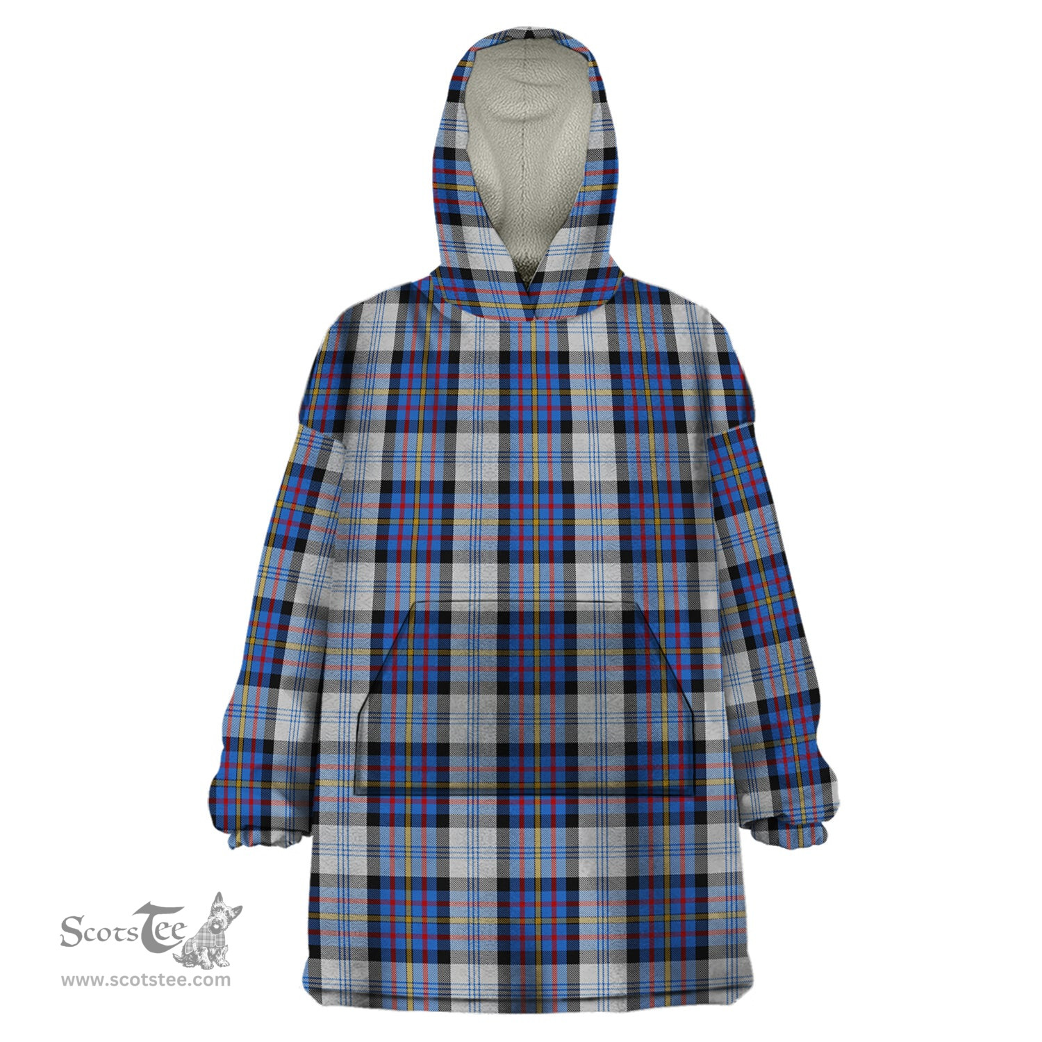 Scottish Gillies Dress Blue Clan Tartan Snuggie Hoodie Plaid Wearable Blanket Hoodie