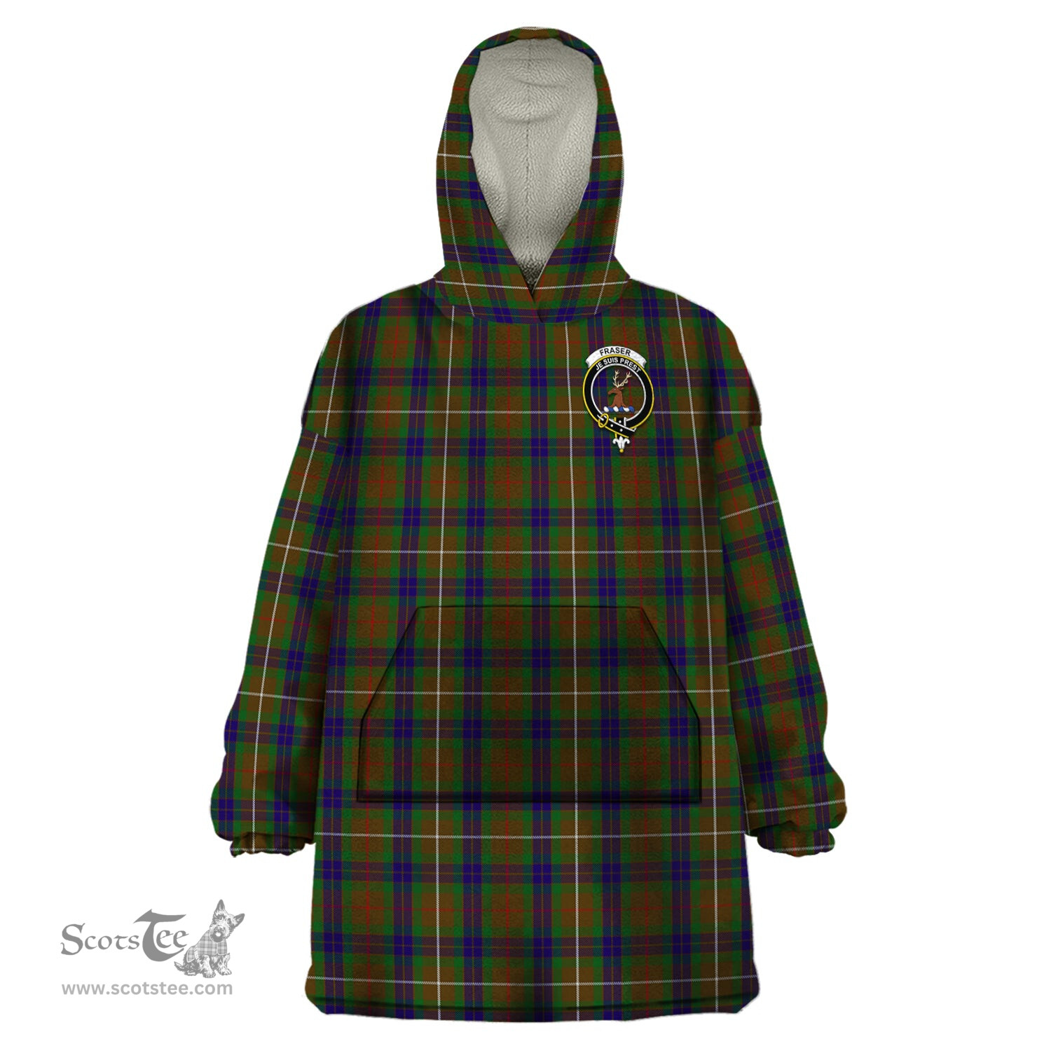 Scottish Fraser Hunting Clan Family Crest Tartan Snuggie Hoodie Plaid Wearable Blanket Hoodie