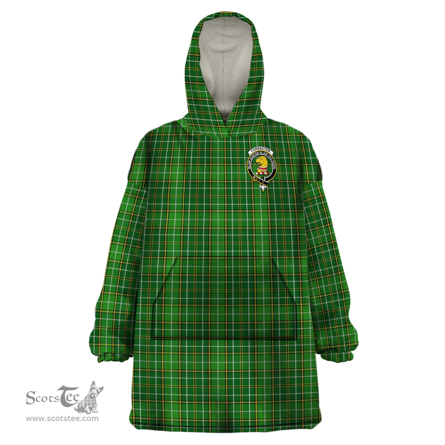 Scottish Forrester or Foster Hunting Clan Family Crest Tartan Snuggie Hoodie Plaid Wearable Blanket Hoodie