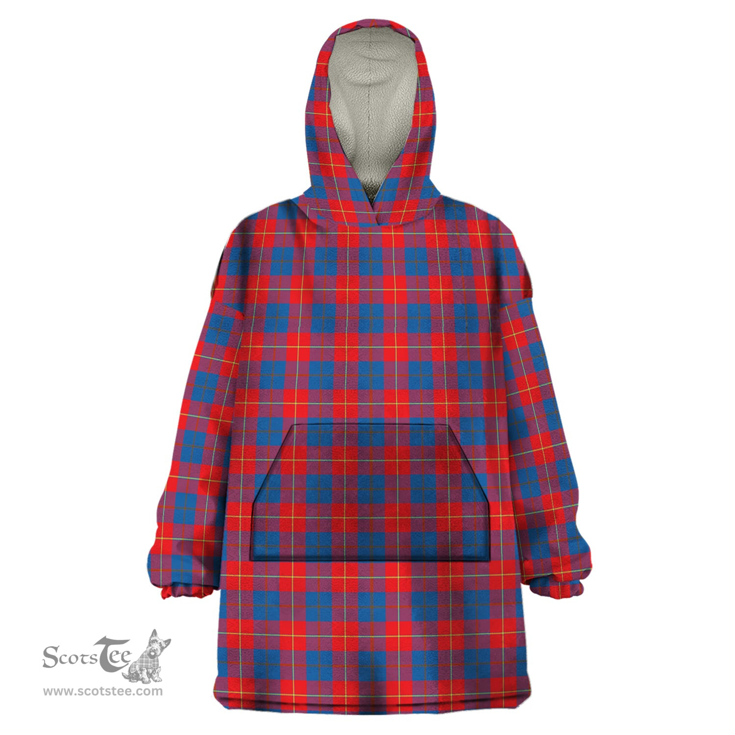 Scottish Galloway Red Clan Tartan Snuggie Hoodie Plaid Wearable Blanket Hoodie