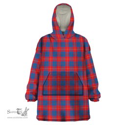 Scottish Galloway Red Clan Tartan Snuggie Hoodie Plaid Wearable Blanket Hoodie