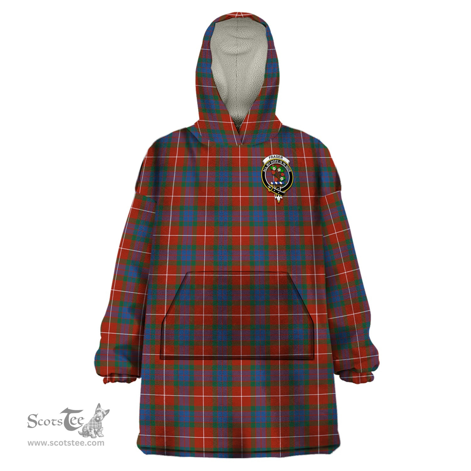 Scottish Fraser Ancient Clan Family Crest Tartan Snuggie Hoodie Plaid Wearable Blanket Hoodie