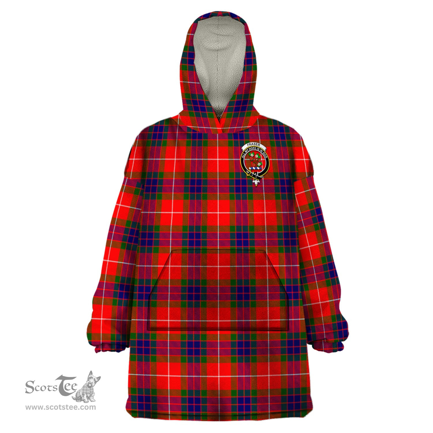 Scottish Fraser Modern Clan Family Crest Tartan Snuggie Hoodie Plaid Wearable Blanket Hoodie