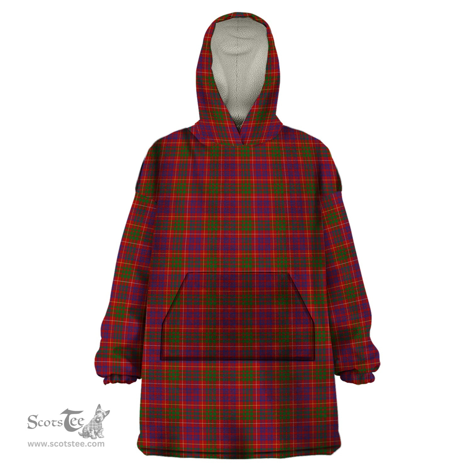 Scottish Fox Red Clan Tartan Snuggie Hoodie Plaid Wearable Blanket Hoodie