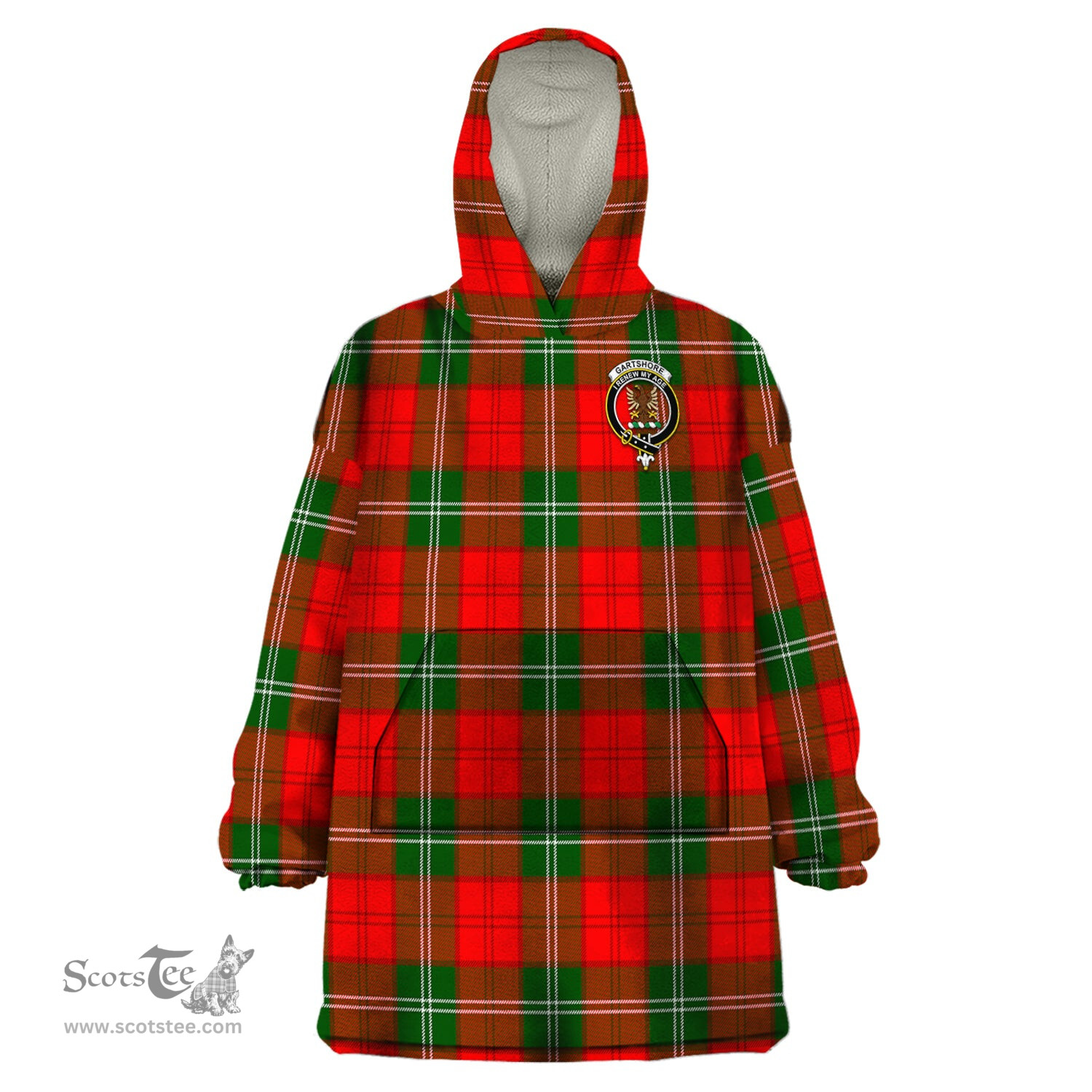 Scottish Gartshore Clan Family Crest Tartan Snuggie Hoodie Plaid Wearable Blanket Hoodie