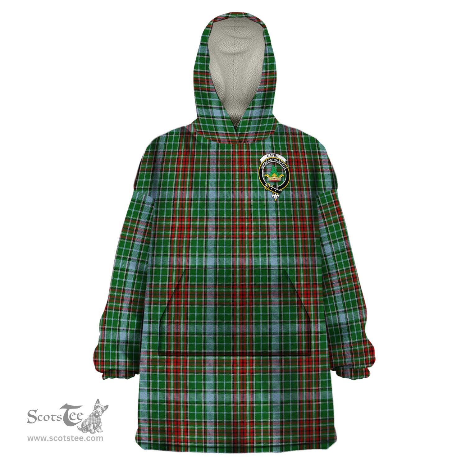 Scottish Gayre Clan Family Crest Tartan Snuggie Hoodie Plaid Wearable Blanket Hoodie