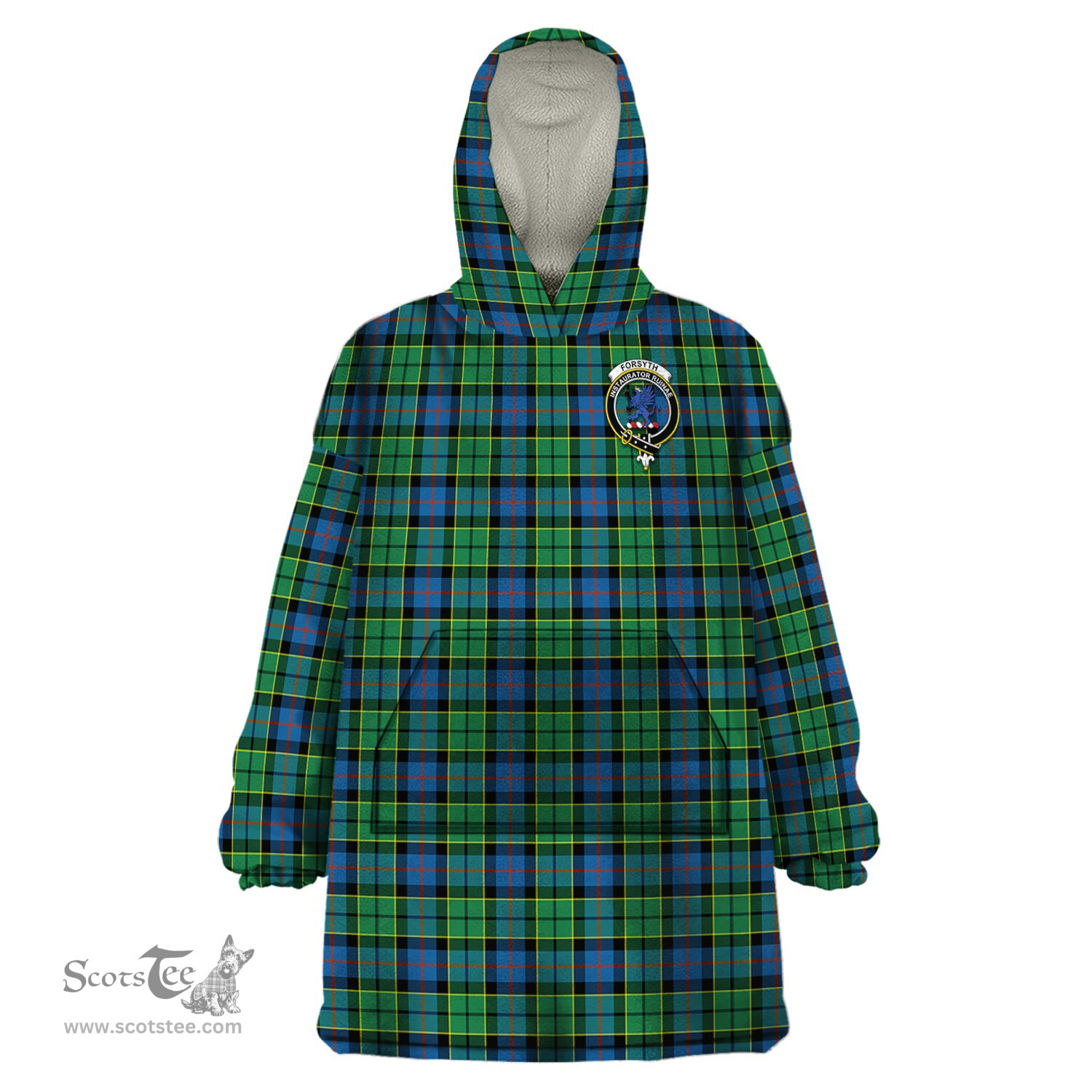 Scottish Forsyth Ancient Clan Family Crest Tartan Snuggie Hoodie Plaid Wearable Blanket Hoodie
