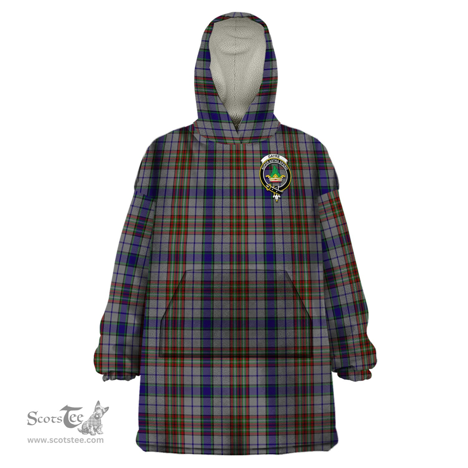 Scottish Gayre Hunting Clan Family Crest Tartan Snuggie Hoodie Plaid Wearable Blanket Hoodie