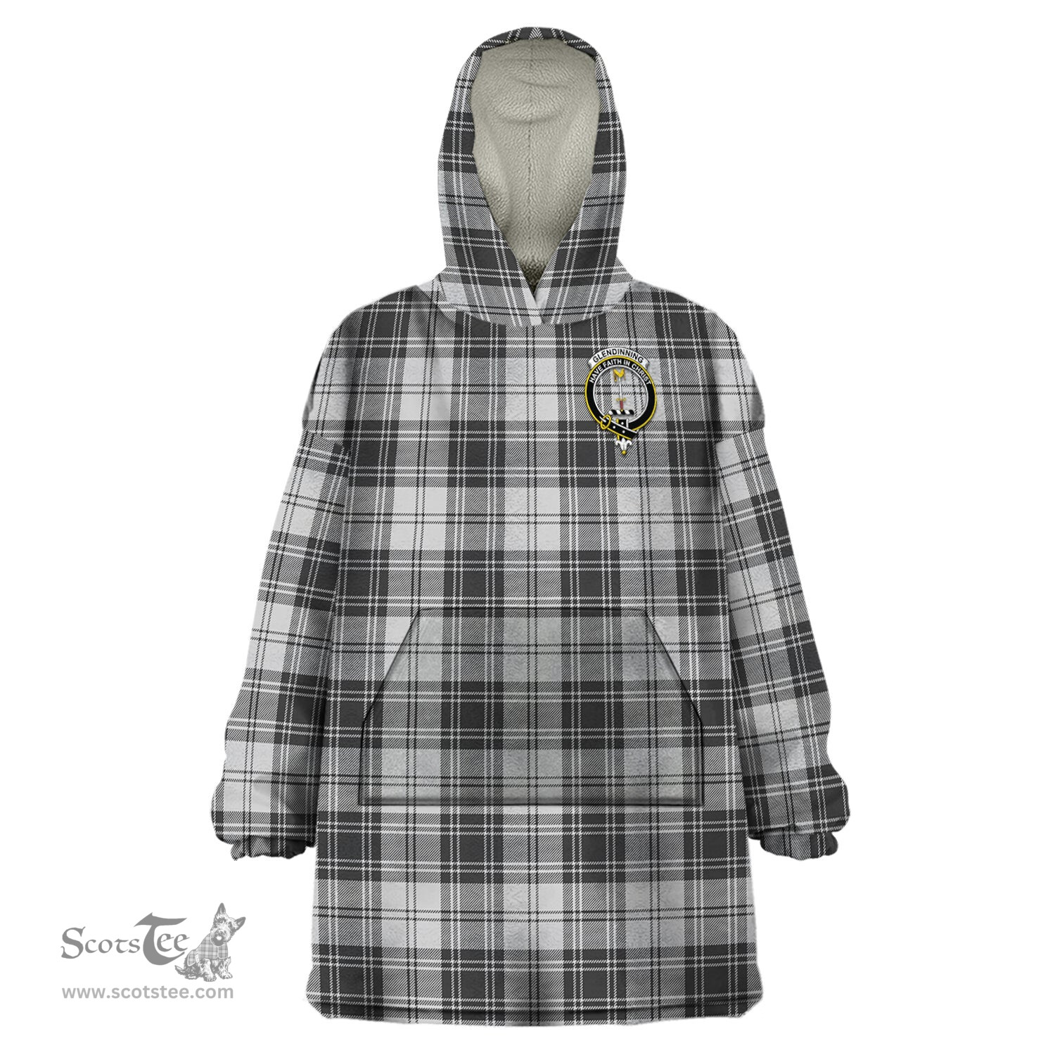 Scottish Glendinning Clan Family Crest Tartan Snuggie Hoodie Plaid Wearable Blanket Hoodie