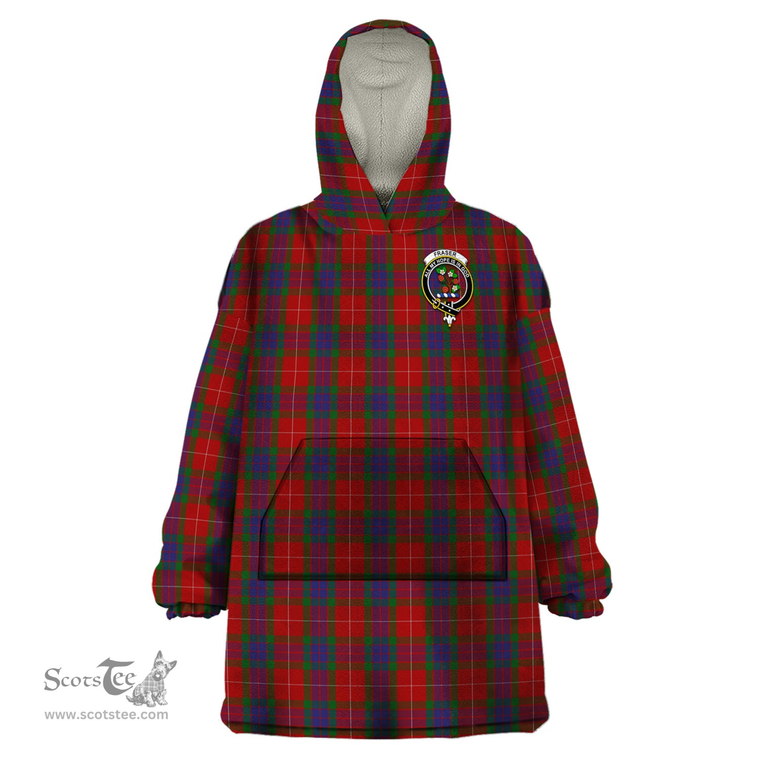 Scottish Fraser Clan Family Crest Tartan Snuggie Hoodie Plaid Wearable Blanket Hoodie