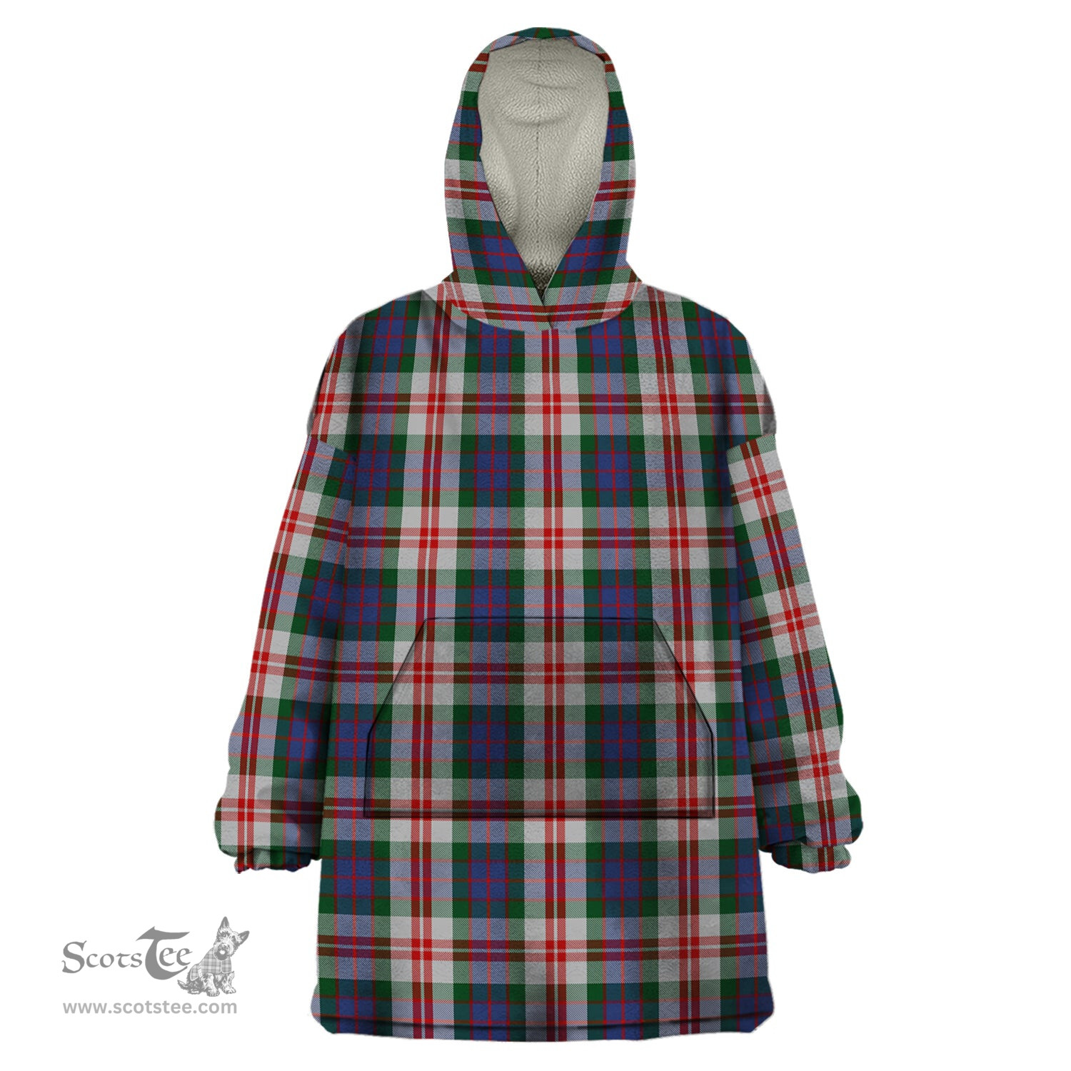 Scottish Fraser Red Dress Clan Tartan Snuggie Hoodie Plaid Wearable Blanket Hoodie