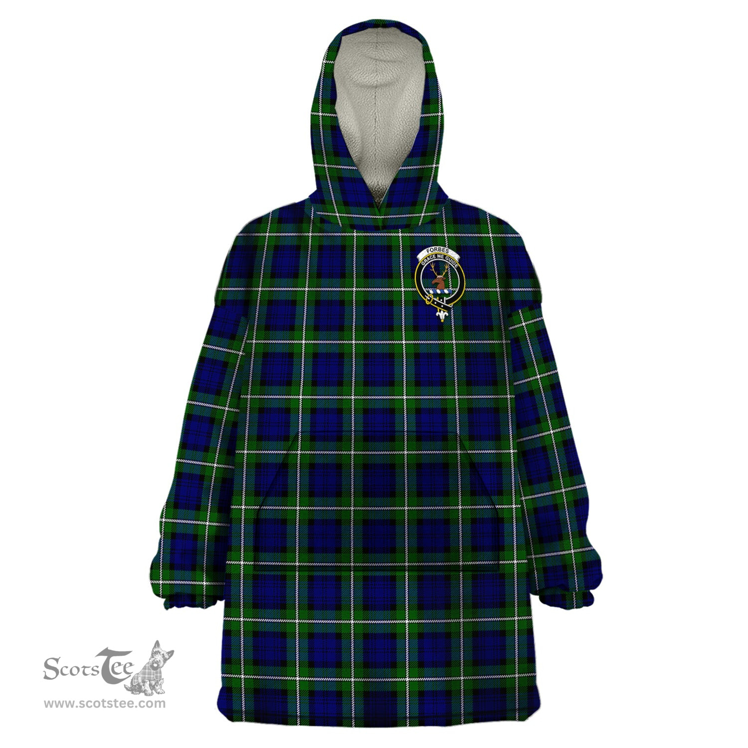 Scottish Forbes Modern Clan Family Crest Tartan Snuggie Hoodie Plaid Wearable Blanket Hoodie