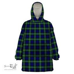 Scottish Forbes Modern Clan Tartan Snuggie Hoodie Plaid Wearable Blanket Hoodie