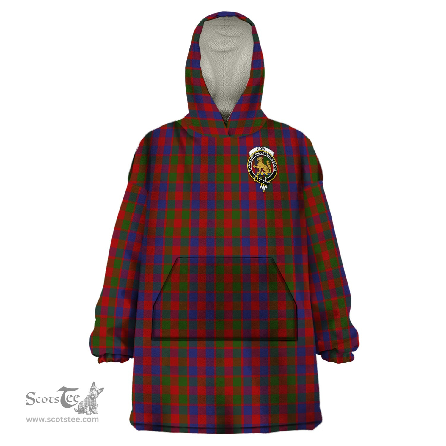 Scottish Gow Clan Family Crest Tartan Snuggie Hoodie Plaid Wearable Blanket Hoodie