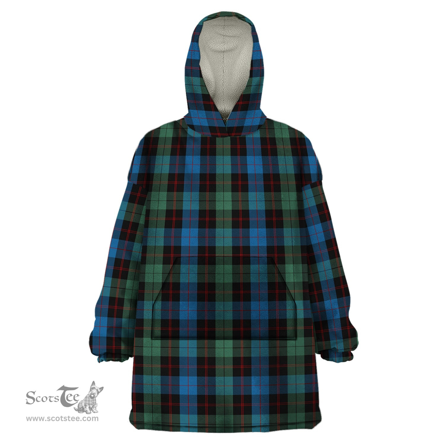 Scottish Guthrie Clan Tartan Snuggie Hoodie Plaid Wearable Blanket Hoodie