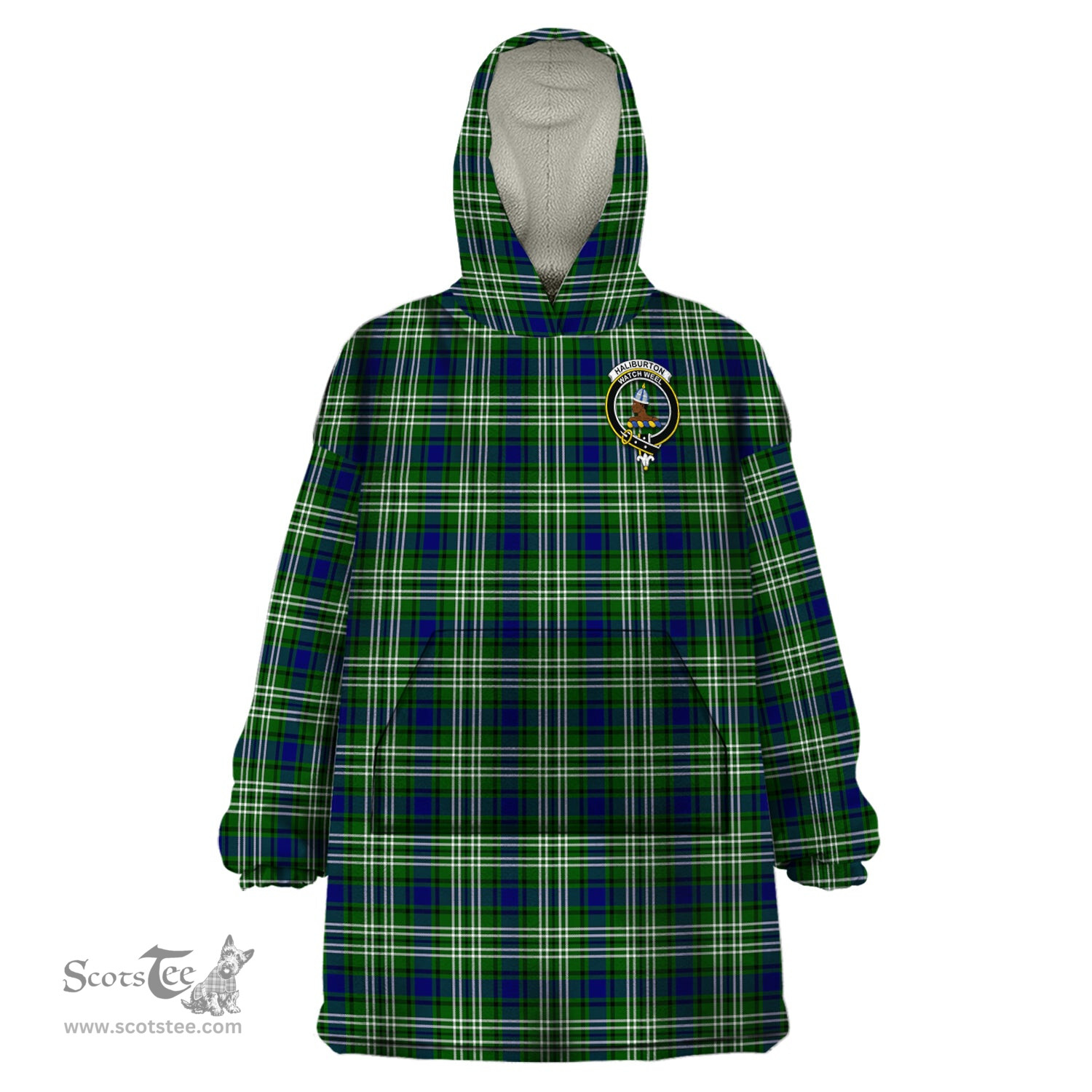 Scottish Haliburton Clan Family Crest Tartan Snuggie Hoodie Plaid Wearable Blanket Hoodie