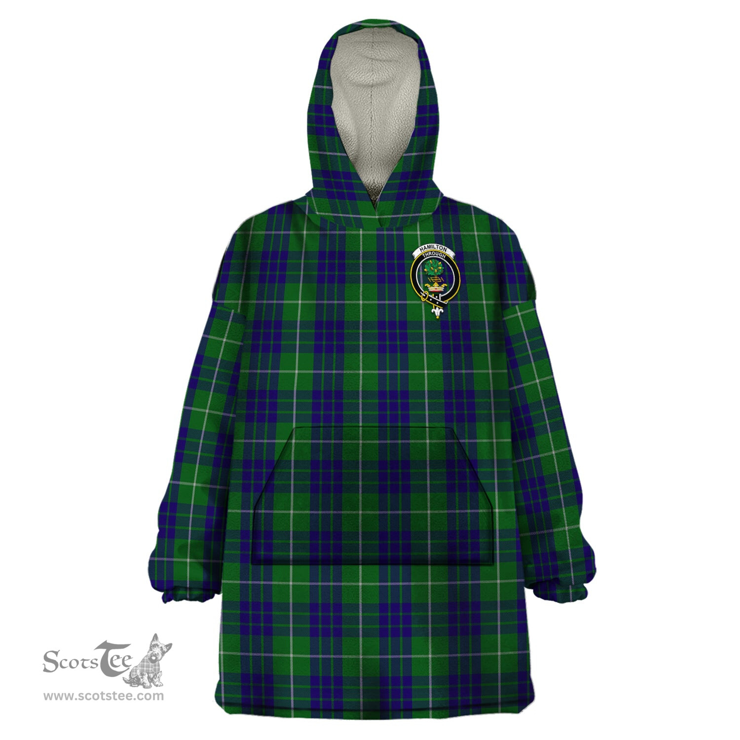 Scottish Hamilton Green Hunting Clan Family Crest Tartan Snuggie Hoodie Plaid Wearable Blanket Hoodie
