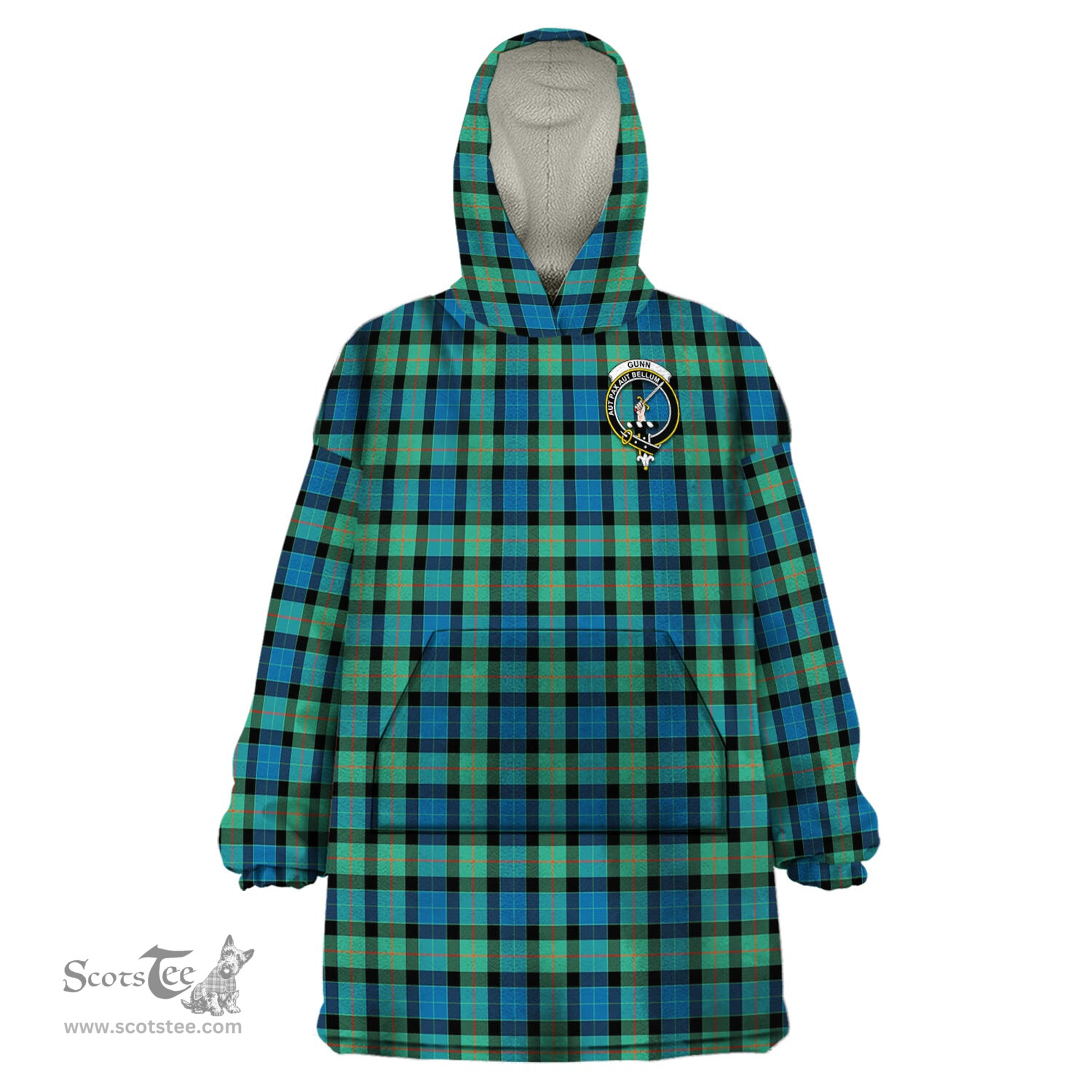 Scottish Gunn Ancient Clan Family Crest Tartan Snuggie Hoodie Plaid Wearable Blanket Hoodie